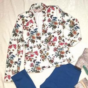Knit philosophy blazer jacket floral butterflies